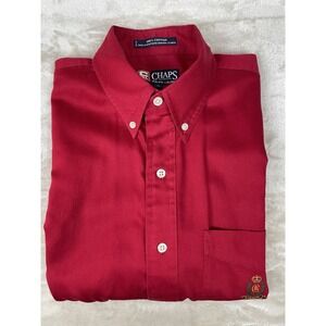 Chaps Ralph Lauren Men's Red‎ Short Sleeve Button-Up Shirt Size M Crest Logo